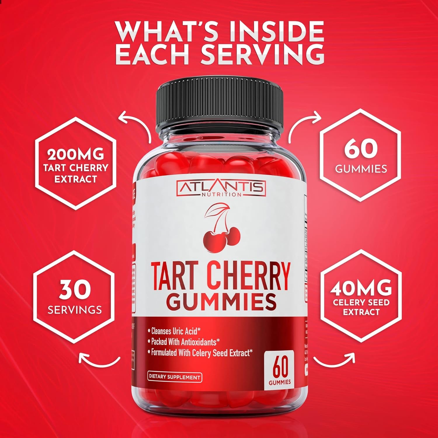 60 Keto Apple Cider Vinegar Gummies Advanced Weight Loss + 60 Tart Cherry Gummies with Celery Seed Extract