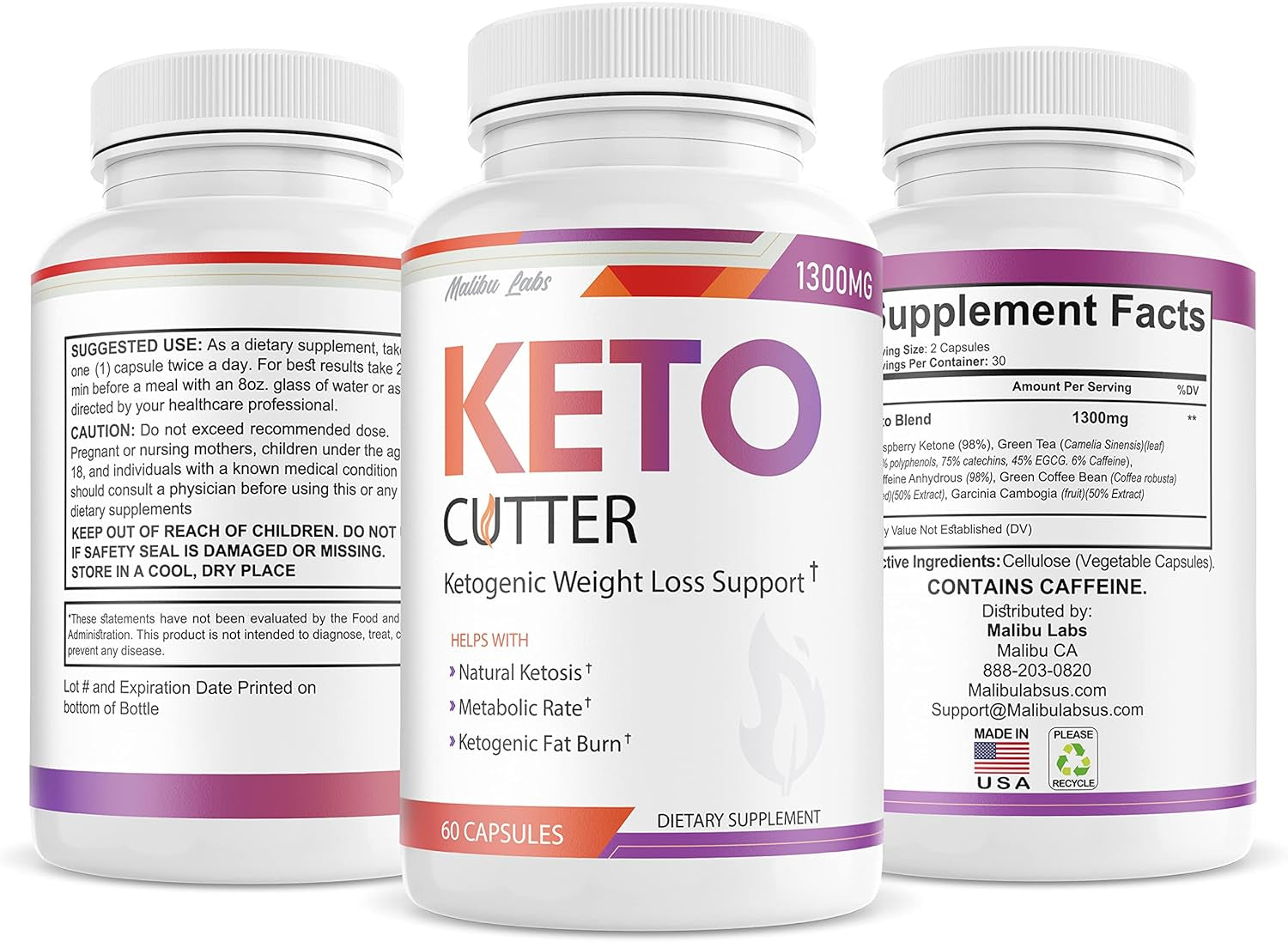 (Official) Cutter Keto, Advanced Formula 1300 MG, Made in the USA (60 Count (Pack of 3))