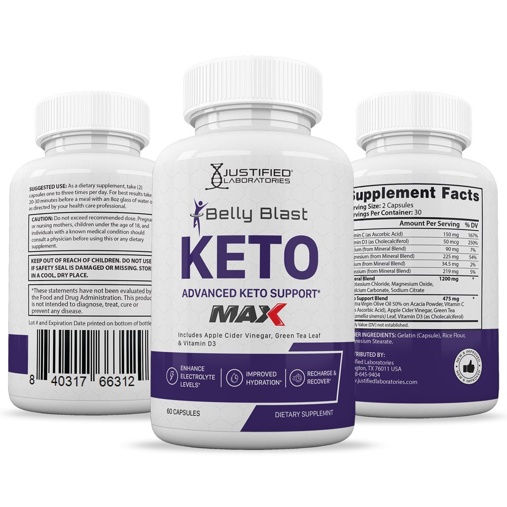 (2 Pack) Belly Blast Keto ACV MAX Pills 1675Mg Alternative to Gummies Dietary Supplement 120 Capsules