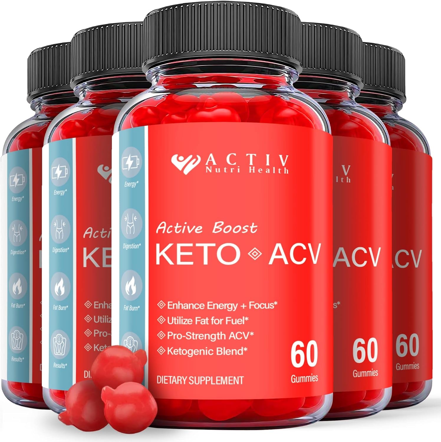 Activ Keto ACV Gummies - Vegan, Non GMO - Active Boost ACV Keto Gummies with Apple Cider Vinegar, Activ Keto Gummies with ACV for Ketosis, Advanced Formula Ketogenic (5 Pack)