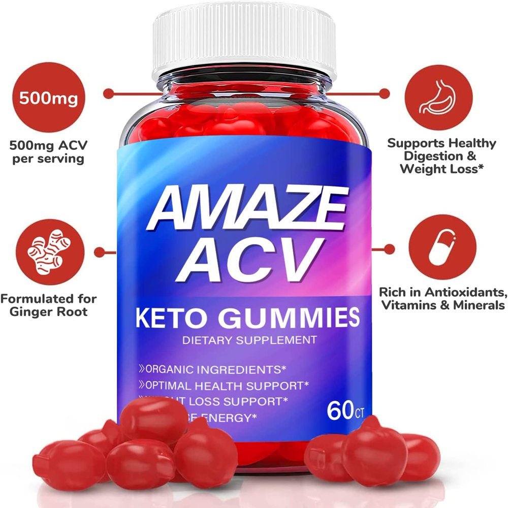 (2 Pack) Amaze Keto ACV Gummies - Supplement for Weight Loss - Energy & Focus Boosting Dietary Supplements for Weight Management & Metabolism - Fat Burn - 120 Gummies