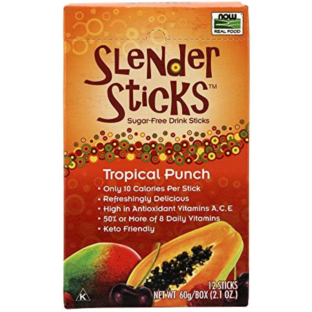 Now Foods, Slender Sticks, Tropical Punch, 15 Calories per Stick, Refreshingly Delicious, with Antioxidant Vitamins A,C, E, 12/Box