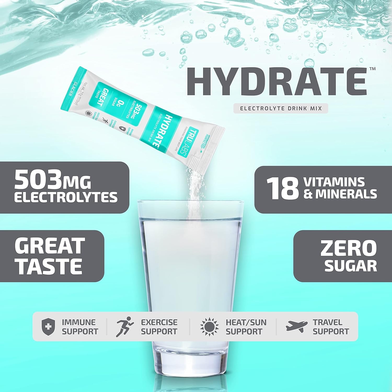 Trulabs Hydrate Glacier, Hydration Electrolyte Powdered Drink Mix