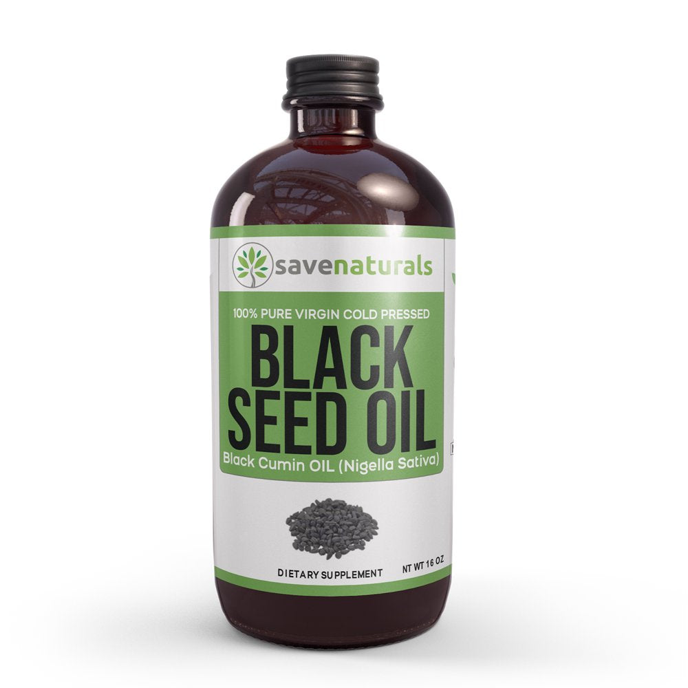 16 Oz Black Seed Oil 100% Pure Cold Pressed Natural Cumin Nigella Sativa Non-Gmo GLASS Bottles Immune Support by Savenaturals