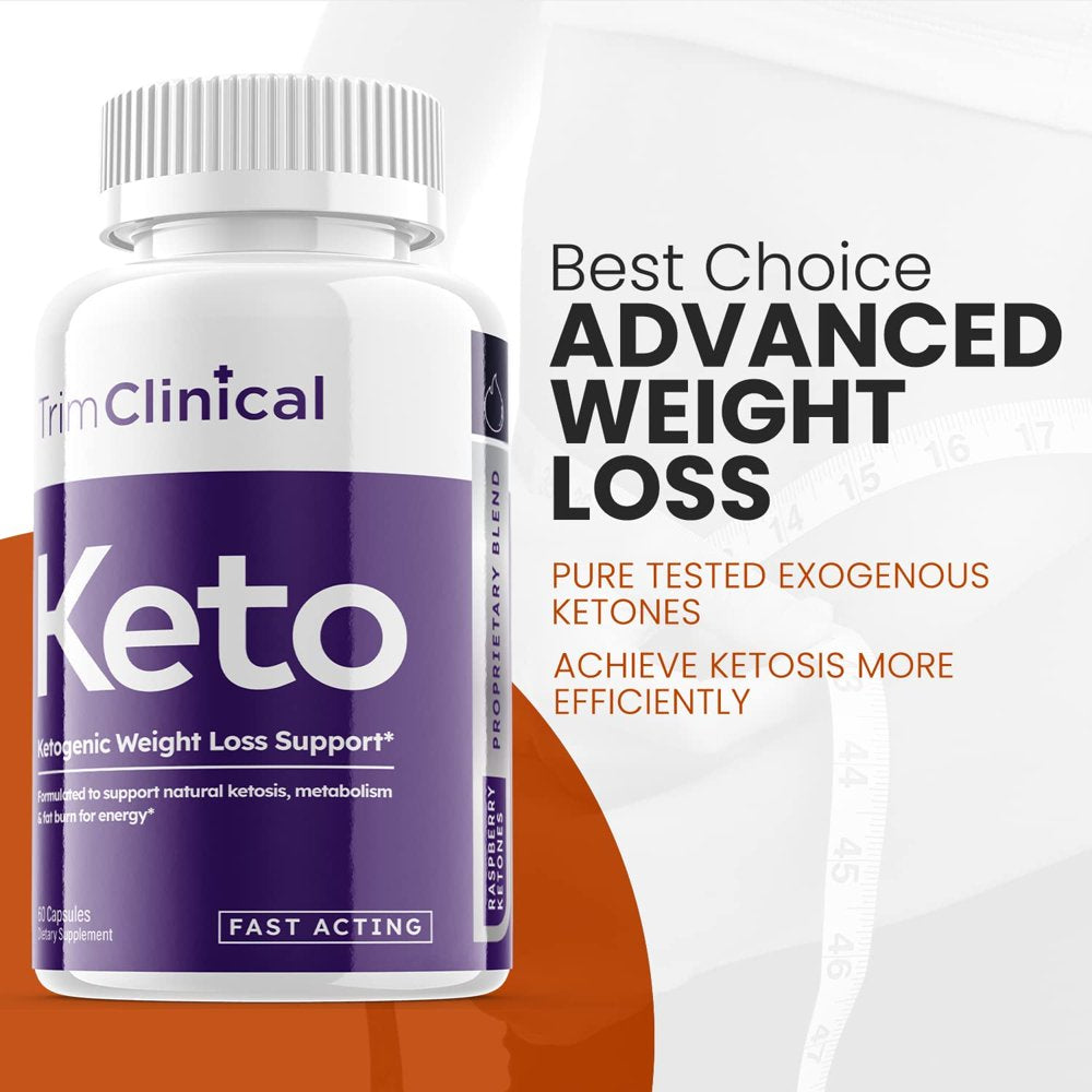 (1 Pack) Trim Clinical Keto - Supplement for Weight Loss - Energy & Focus Boosting Dietary Supplements for Weight Management & Metabolism - Advanced Fat Burn Raspberry Ketones Pills - 60 Capsules