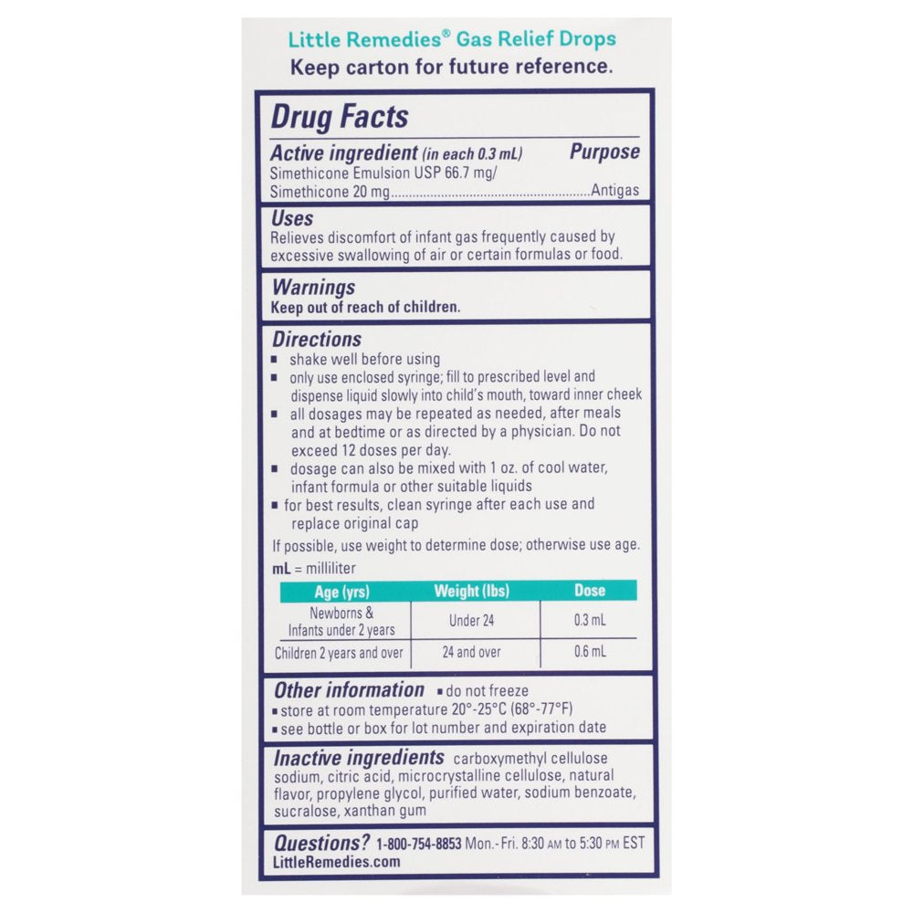 Little Remedies Gas Relief Drops, Natural Berry Flavor, Safe for Newborns, 1 Fl Oz