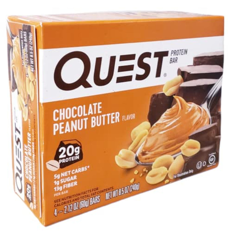 1) Pack of 4 Bars - 2.12 Oz (60G) Each. NET WT 8.5 Oz (240G). Quest Protein Bar - Chocolate Peanut Butter Flavor, 4 Count (Pack of 1)