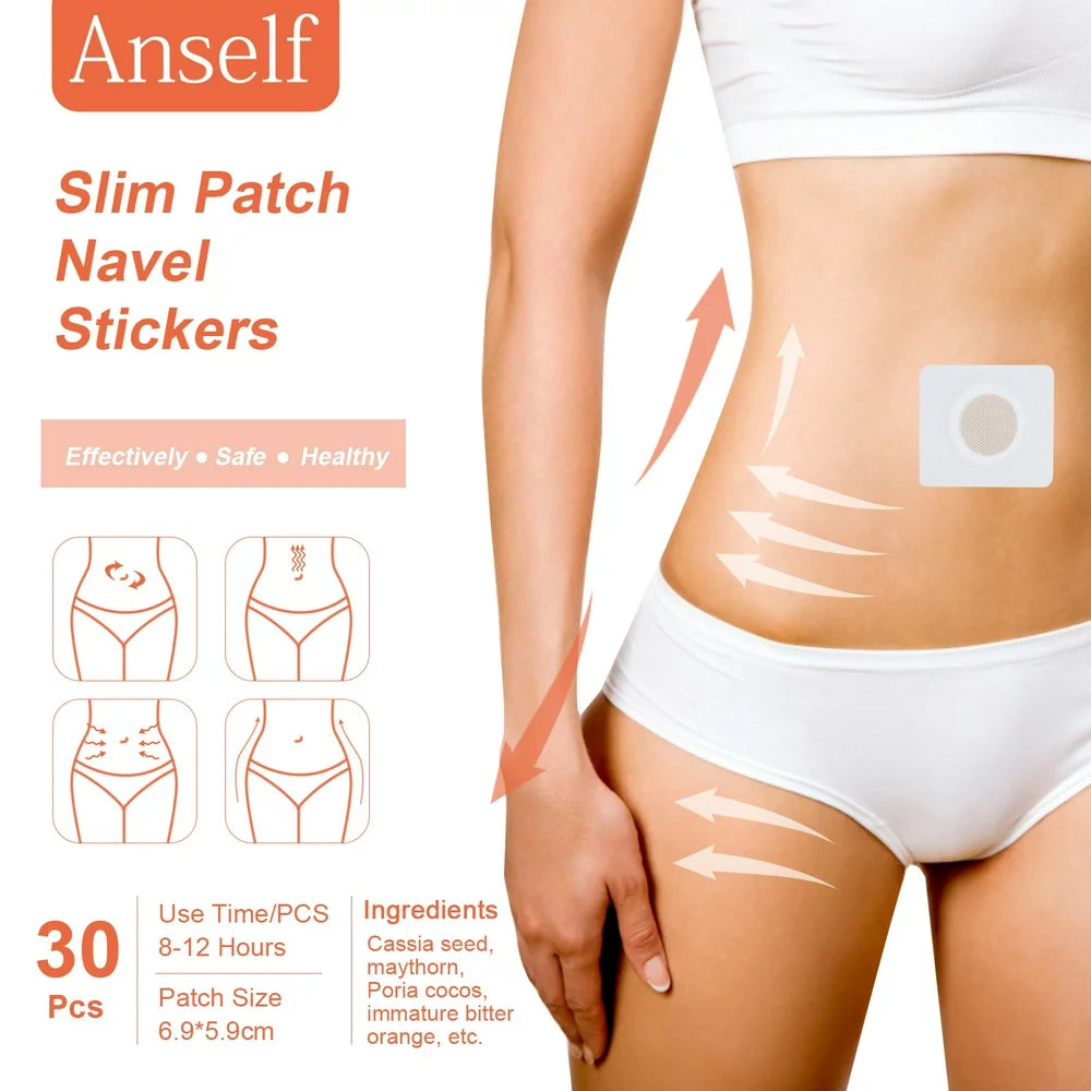 Walmeck 30Pcs Slim Patch Navel Sticker -Obesity Fat Burning for Losing Weight Abdomen Slimming Patch Paste Belly Waist