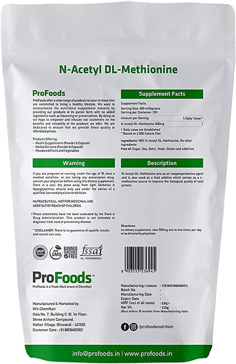 MIYUU Profoods N Acetyl DL Methionine Powder (125 Grams)