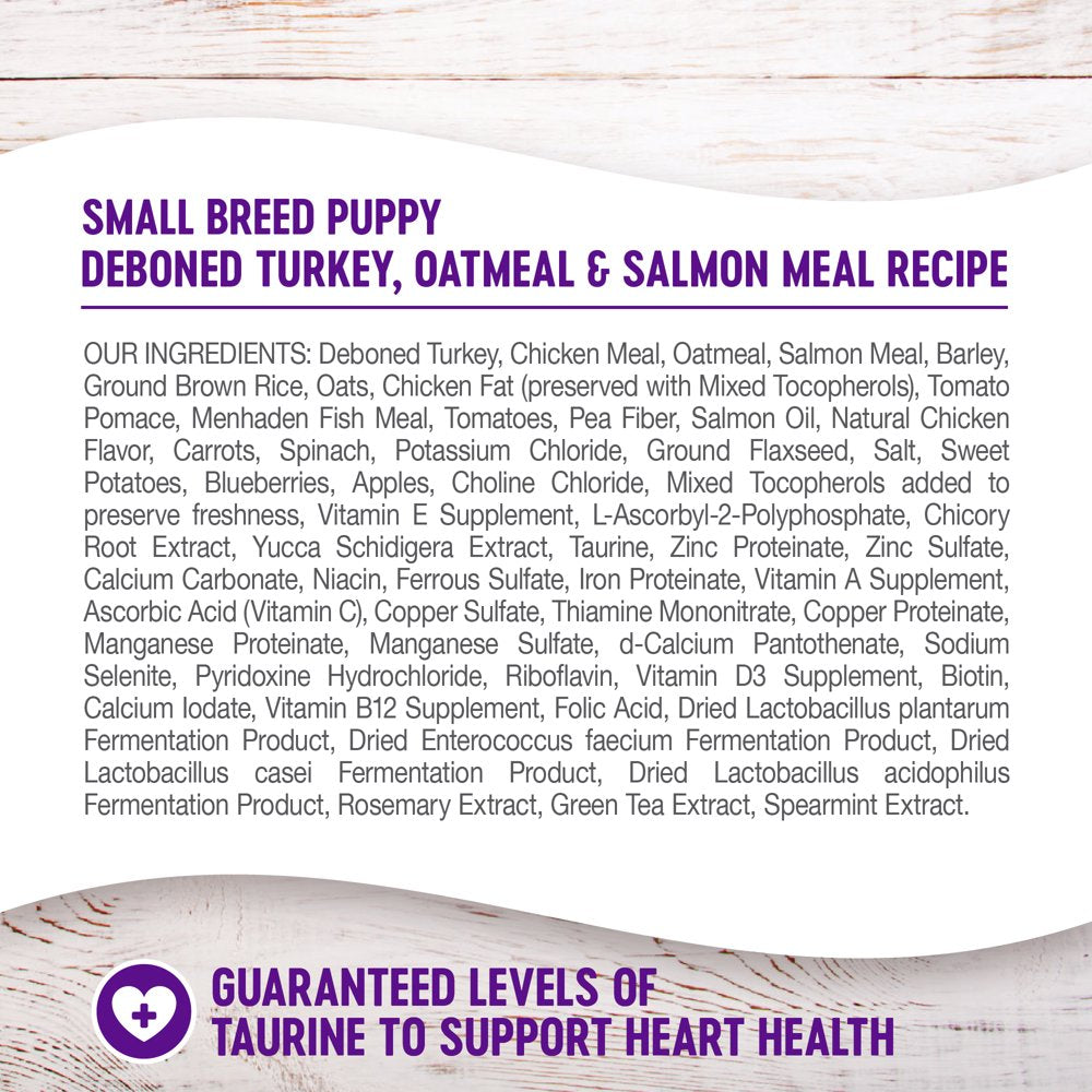 Wellness Complete Health Natural Dry Small Breed Puppy Food, Turkey, Salmon & Oatmeal, 4-Pound Bag