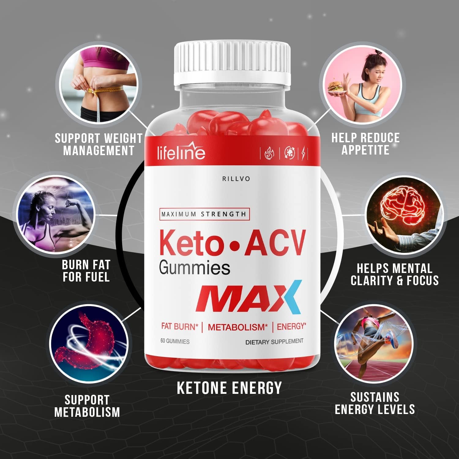 (3 Pack) Lifeline Keto Max Gummies - Advanced Formula Life Line Keto ACV Gummies (180 Gummies)