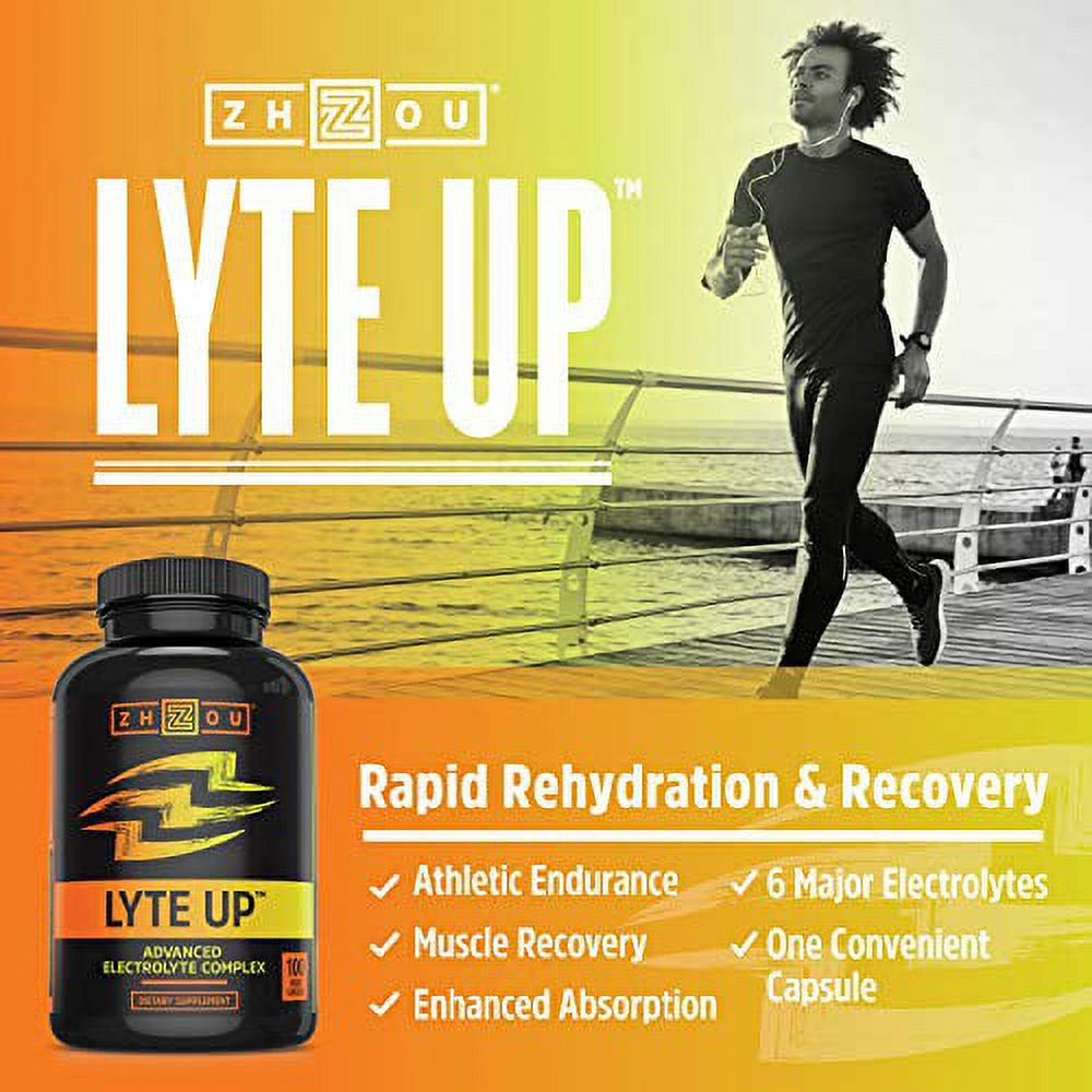 Zhou Lyte up Advanced Electrolyte Supplement | Rehydrate after a Workout or Support a Keto Diet with Calcium | 100 CT