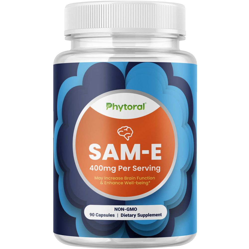 Pure Sam E Vitamin Supplement - Sam-E 400Mg per Serving - Memory Supplement for Brain Support Mood Boost Joint Health and Liver Support - Brain Boost Nootropic and Natural Stress Relief Supplement