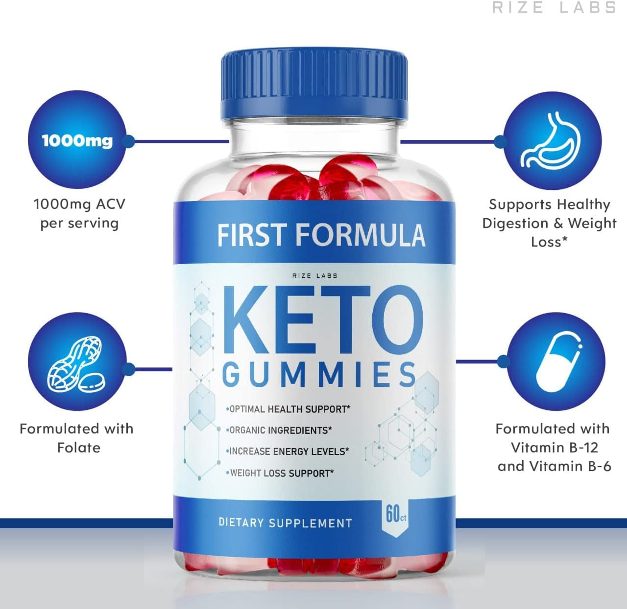 (5 Pack) First Formula Keto ACV Gummies Apple Cider Vinegar Advanced Formula Gummies (300 Gummies)