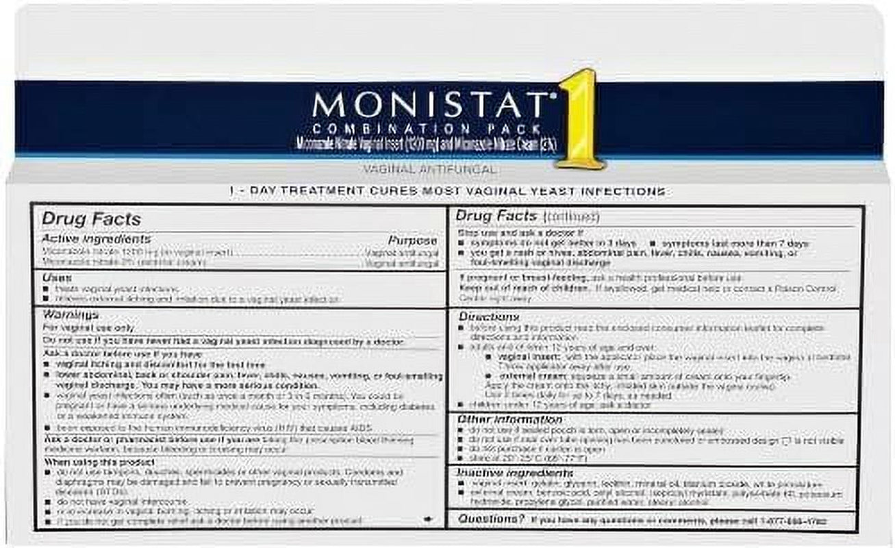 Monistat 1 Vaginal Antifungal Day or Night 1-Day Treatment Combination