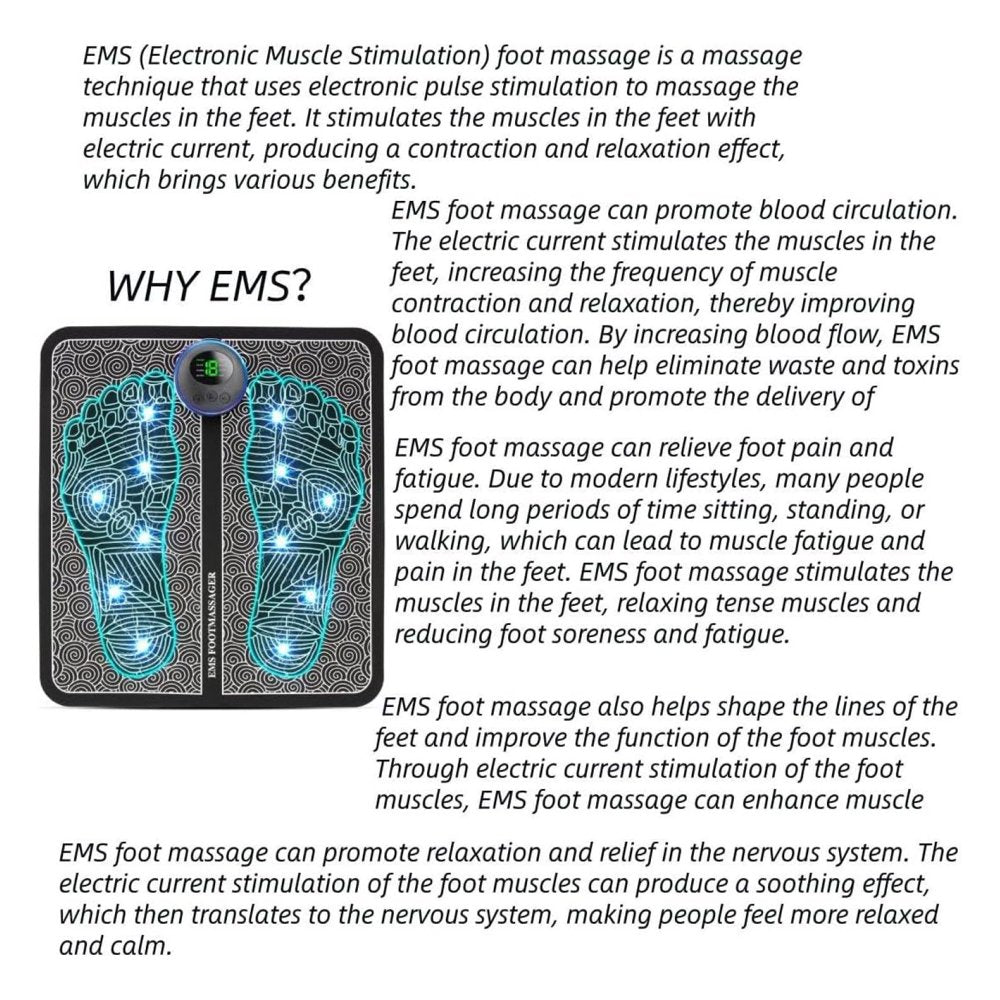 Gnhoch EMS Foot Massager, Foldable EMS Foot Massager Mat with 8 Modes&19 Levels for Neuropathy Pain Plantar Relief, Muscle Relaxation