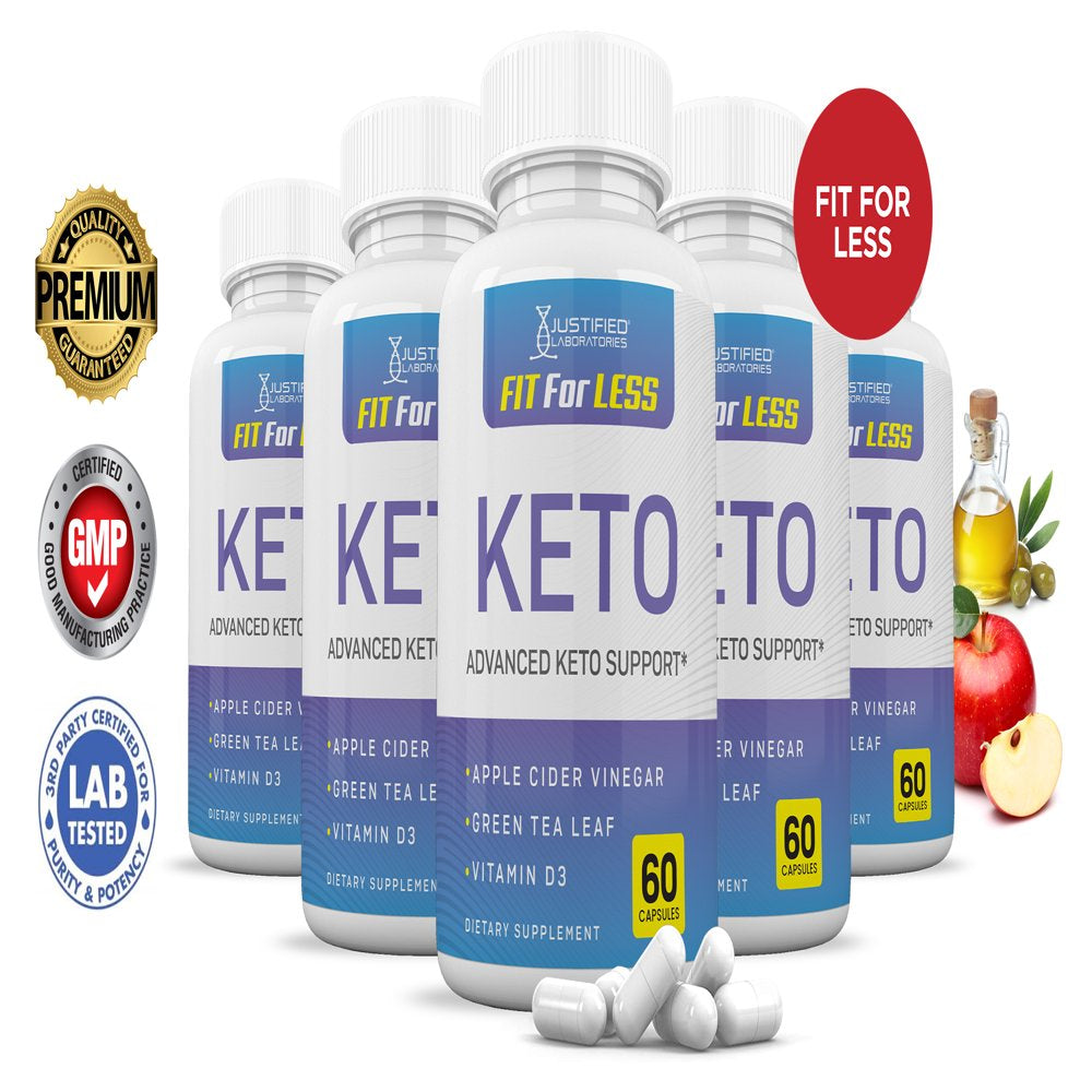 (5 Pack) Fit for Less Keto ACV Pills 1275Mg Alternative to Gummies Dietary Supplement 300 Capsules