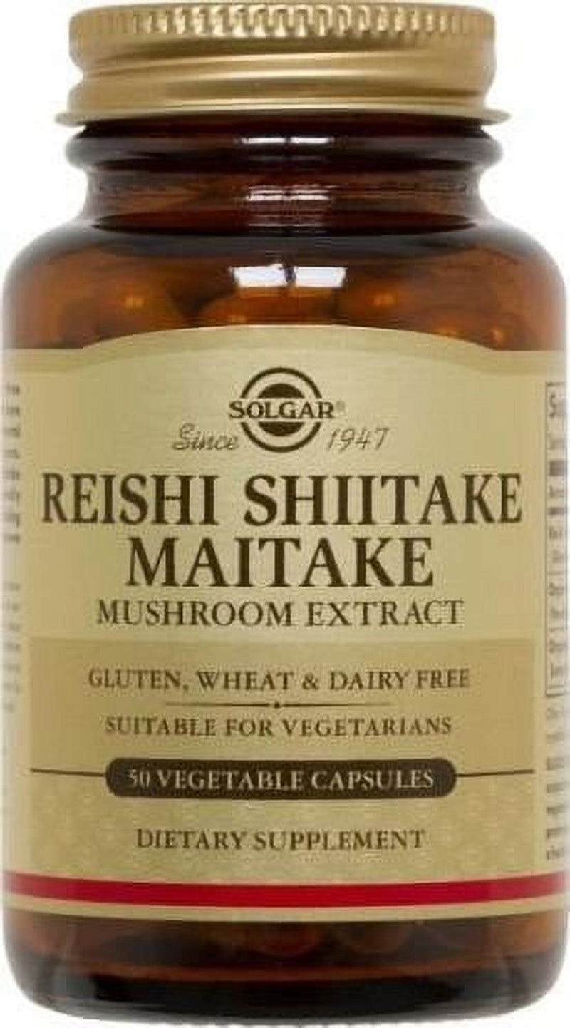 Solgar Reishi Shiitake Maitake Mushroom Extract Vegetable Capsules, 50 Ct