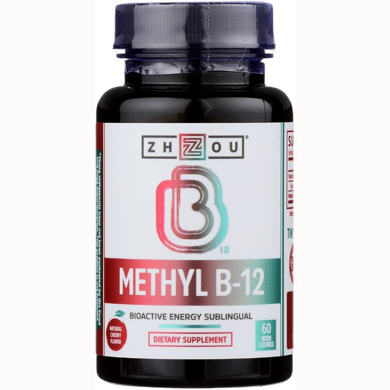 Zhou Methyl B12 Lozenges, 5000 Mcg for Maximum Absorption and Active Energy | Vegan | 60 Micro Lozenges