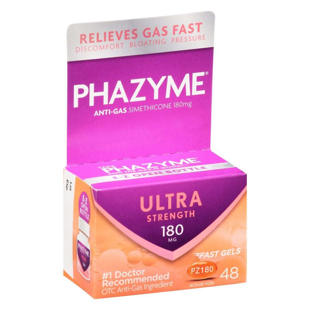 Phazyme Ultra Strength Gas & Bloating Relief, Works in Minutes, 48 Fast Gels