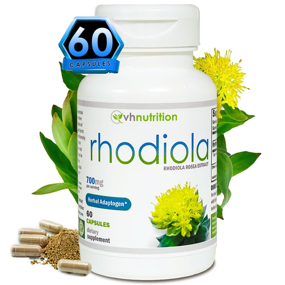 VH Nutrition RHODIOLA | Rhodiola Rosea Capsules | Supplement for Adrenal Support, Focus, and Energy* | 60 Capsules