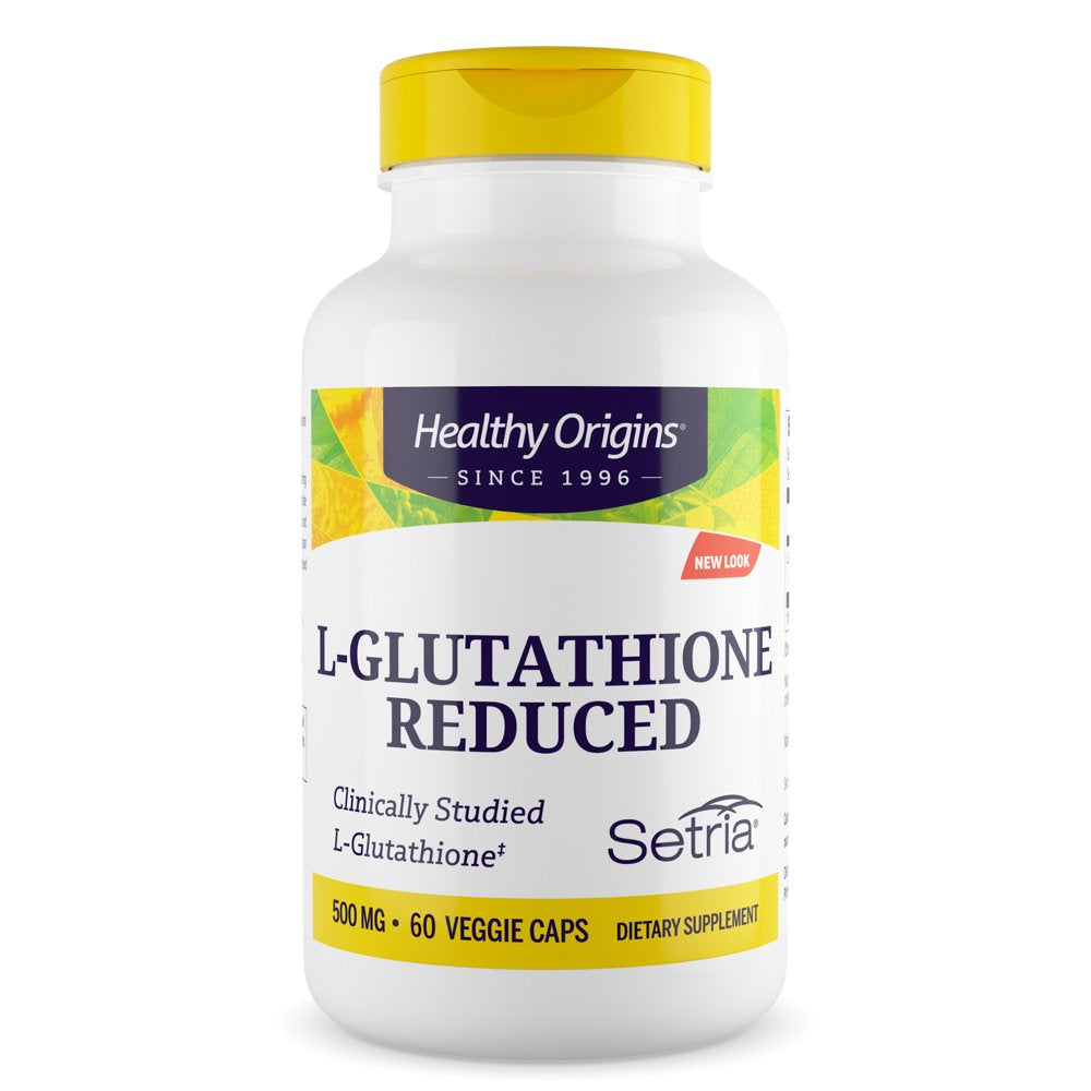 Healthy Origins L-Glutathione (Setria) Reduced, 500 Mg - Immune Support Supplement - Collagen & Antioxidant Support - Gluten-Free Supplement - 60 Veggie Capsules