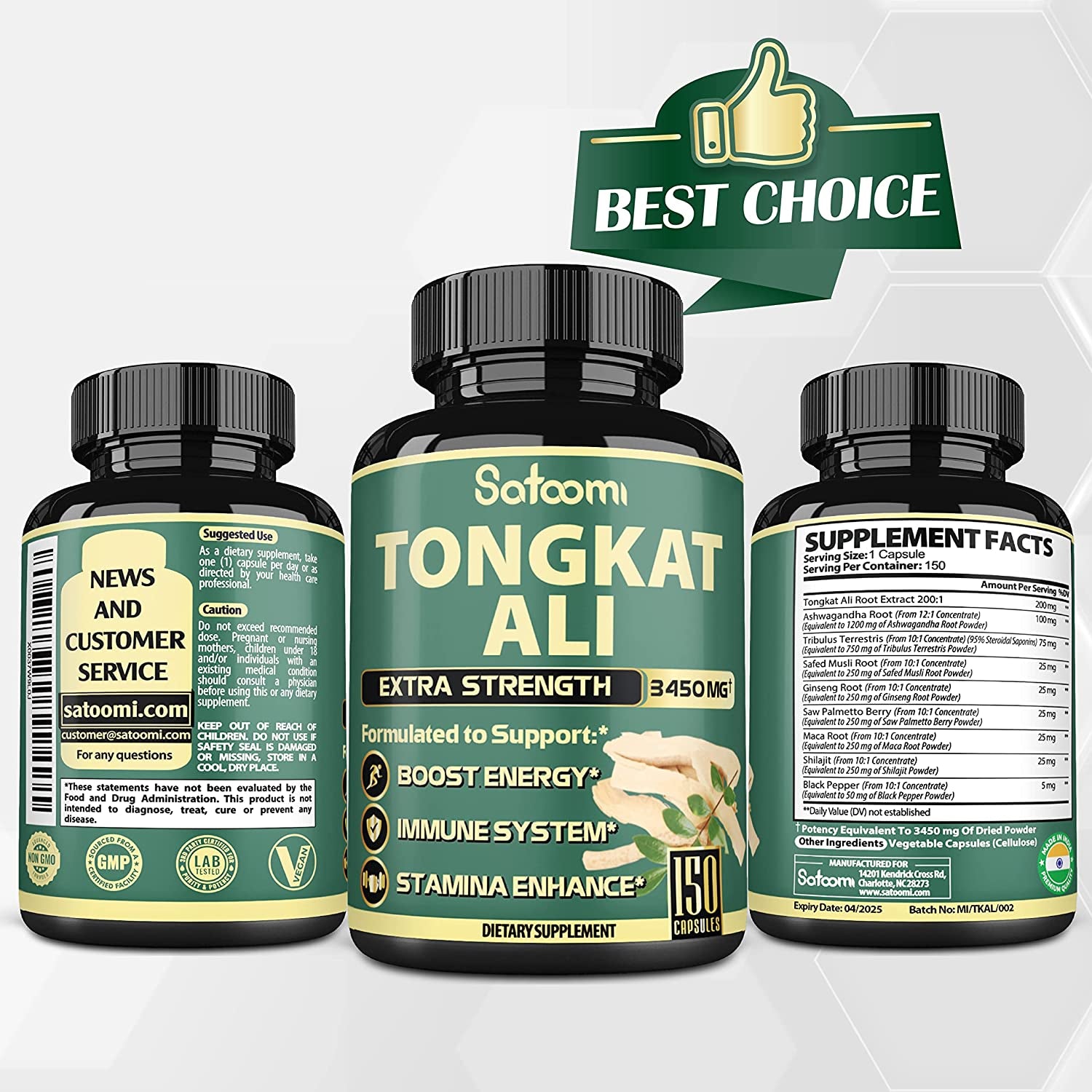 9In1 Tongkat Ali Root Extract 200:1. Equivalent to 3450Mg - Support Strength, Energy and Healthy Immune - 150 Capsules - 5 Month Supply