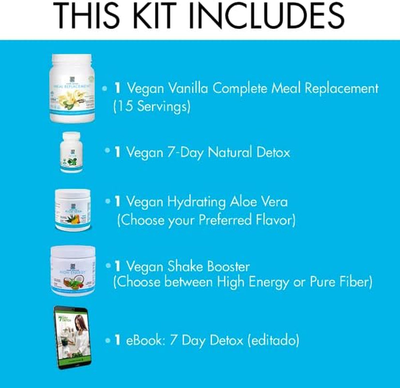 Yes You Can! Detox plus Kit, Daily Cleanse Pure Fiber Meal Replacement Drink Mix, Shake Booster & Supplement, Body Cleanse Kit for Men and Women, Daily System Cleanse - Vegan Vanilla, Peach Lemonade