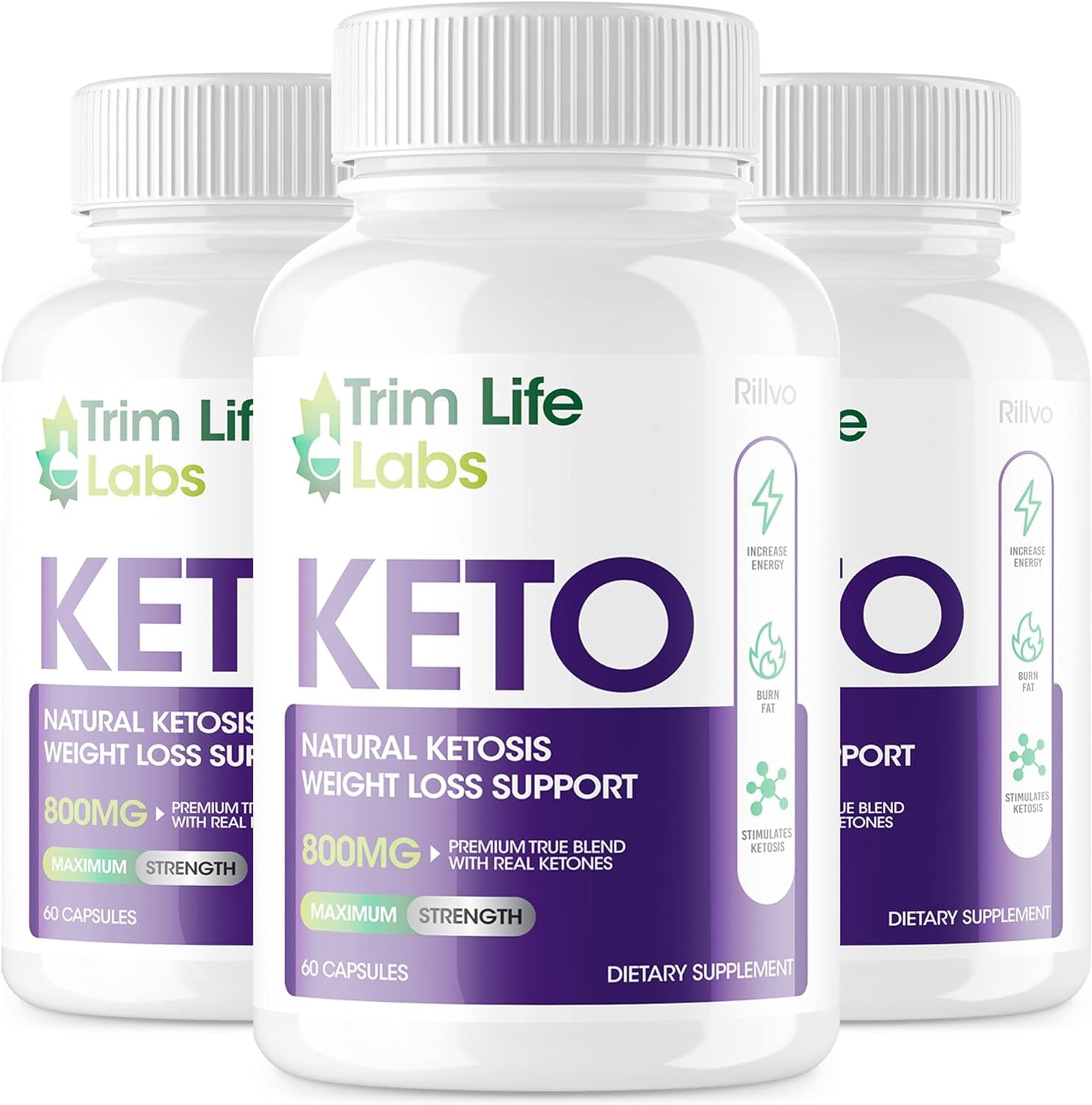 (3 Pack) Trim Life Keto Advanced Weight Loss Supplement Ketosis Pills (180 Capsules)