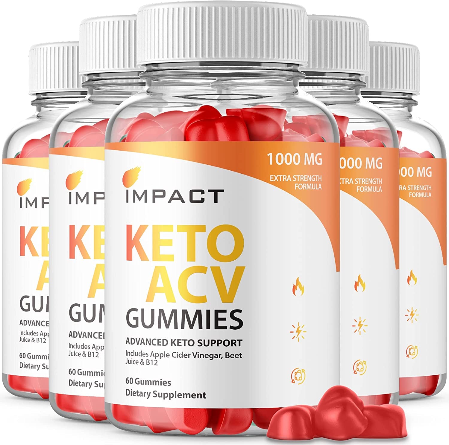 (5 Pack) Impact Keto ACV Gummies Advanced - Official Formula, Vegan Impact Keto plus ACV Gummies Impact Keto Gummies with Apple Cider Vinegar, Vitamin B12, Beet Root Juice (300 Gummies