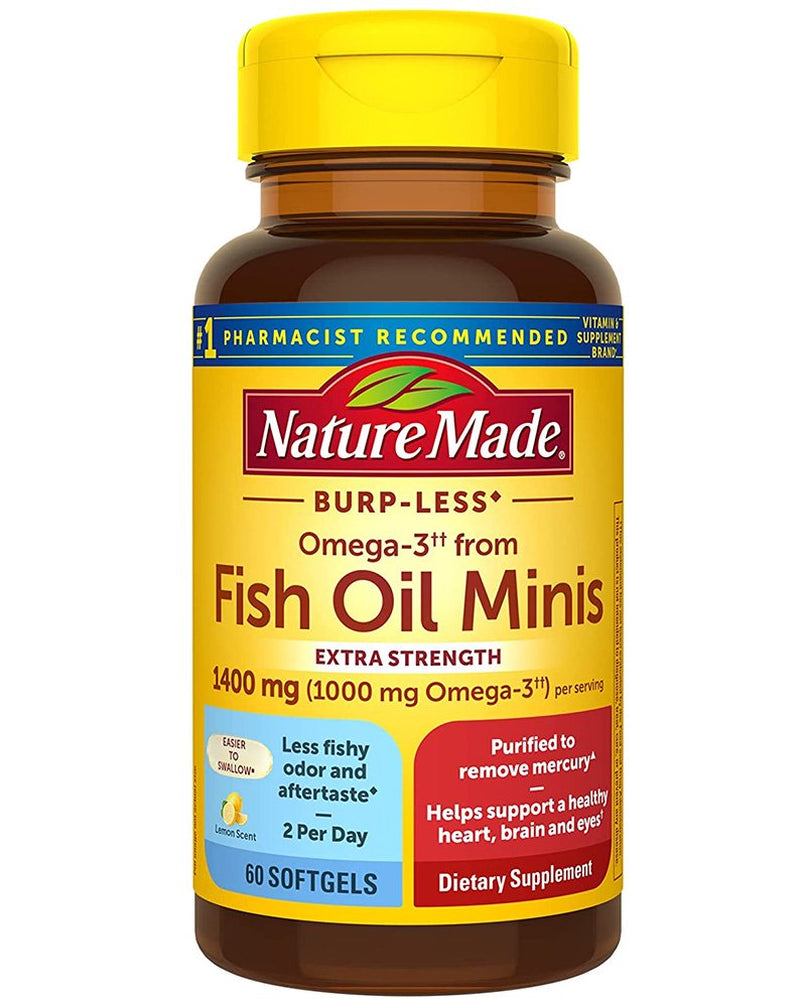 Nature Made Burp-Less Omega-3 from Fish Oil Minis Softgels - 60 Ct