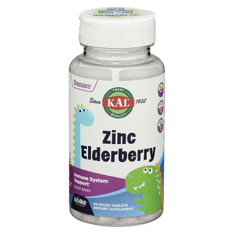 KAL Dinosaurs Zinc Elderberry Activmelt | Kids Healthy Immune Support | Natural Berry Flavor | Sugar Free | 90 Microtabs