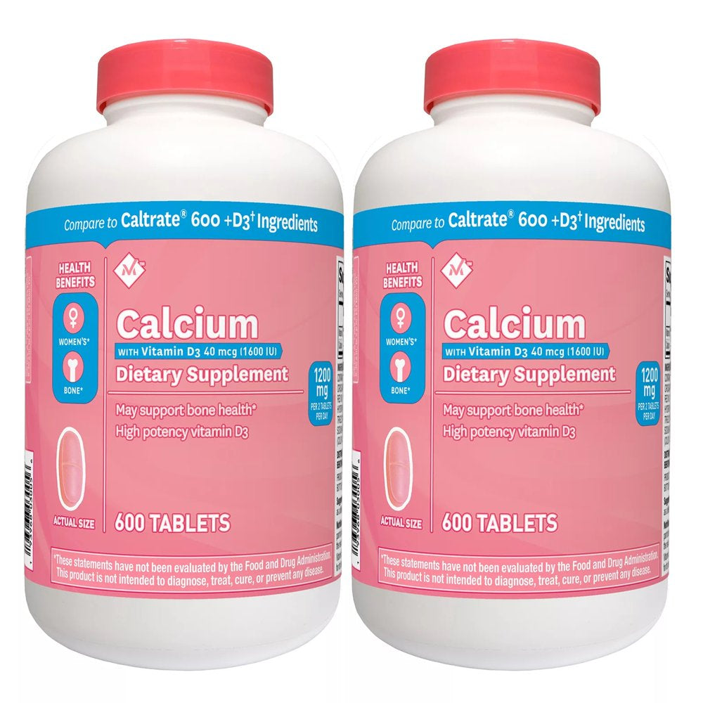 2 Pack | MM 600Mg Calcium + D3 Dietary Supplement (600 Ct.)