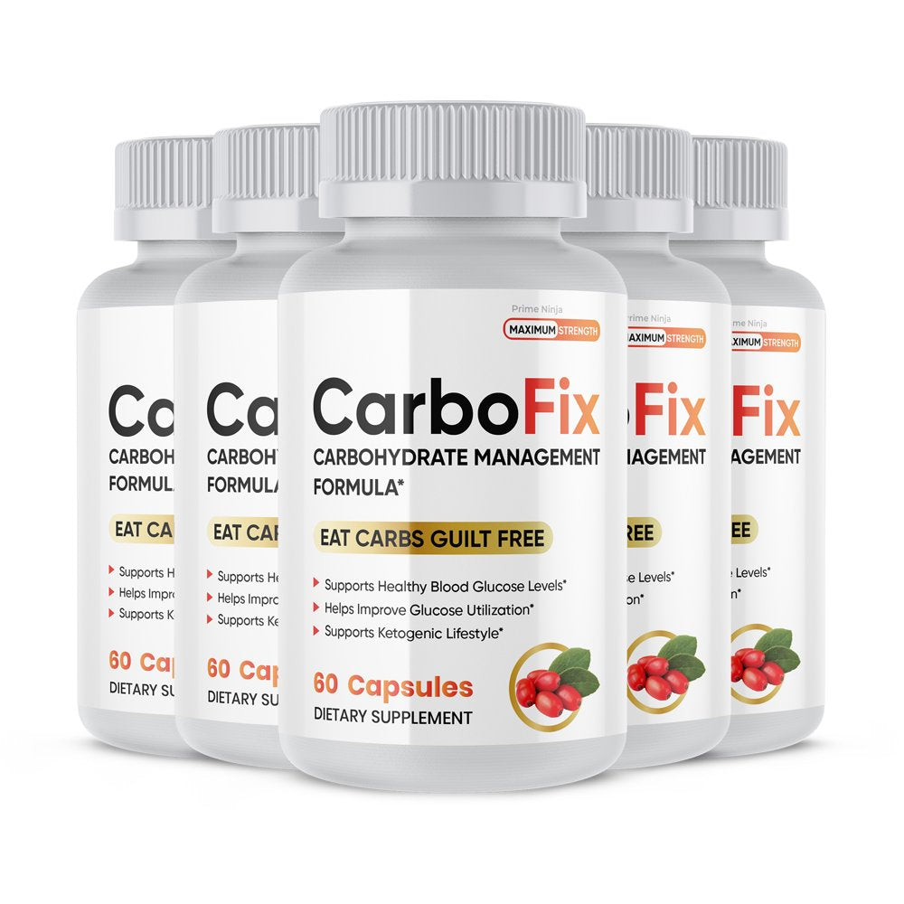 Carbofix Pills Max Strength, (5 Pack) Official Carbofix Carbohydrate Management, Dietary Supplement 300 Count