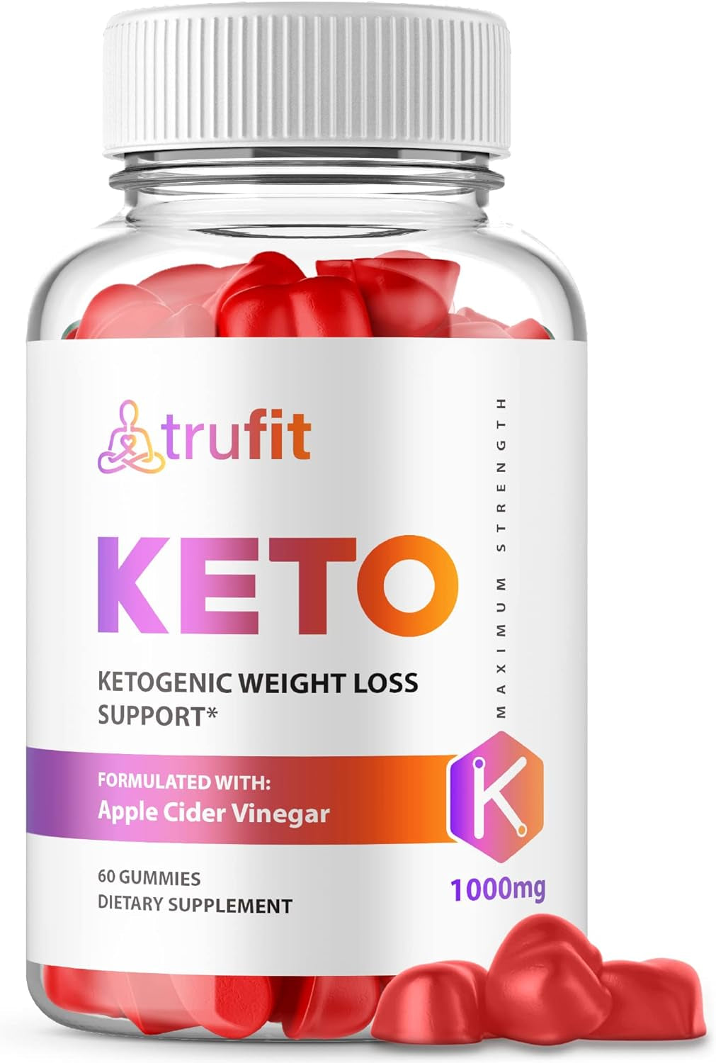 Trufit Keto Gummies - Official Formula, Vegan, Non GMO - Tru Fit Keto with Apple Cider Vinegar, Trufit Keto ACV Gummies Pomegranate Juice, Beet Root Juice, Vitamin B12 Gummy Bears Gummie (60 Gummies)