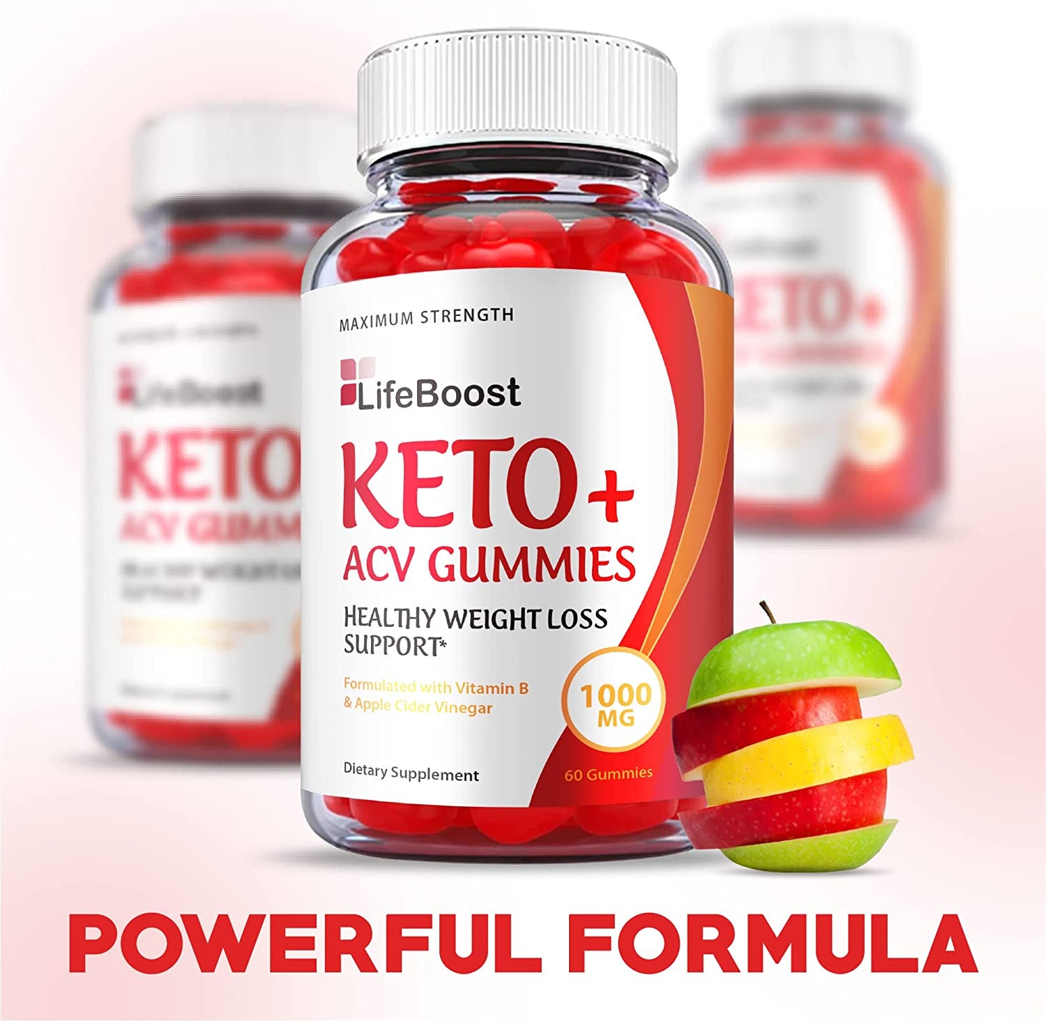 (3 Pack) Life Boost Keto Gummies - Official Formula, Vegan - Lifeboost Keto ACV Gummies, Lifeboost ACV Gummies Apple Cider Vinegar 1000Mg Formula, Weight Apple Loss Cider, Pomegranate (180 Gummies)