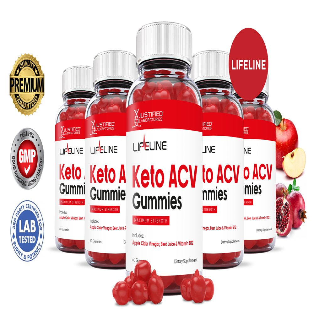 (5 Pack) Lifeline Keto ACV Gummies 1000MG Dietary Supplement 300 Gummys