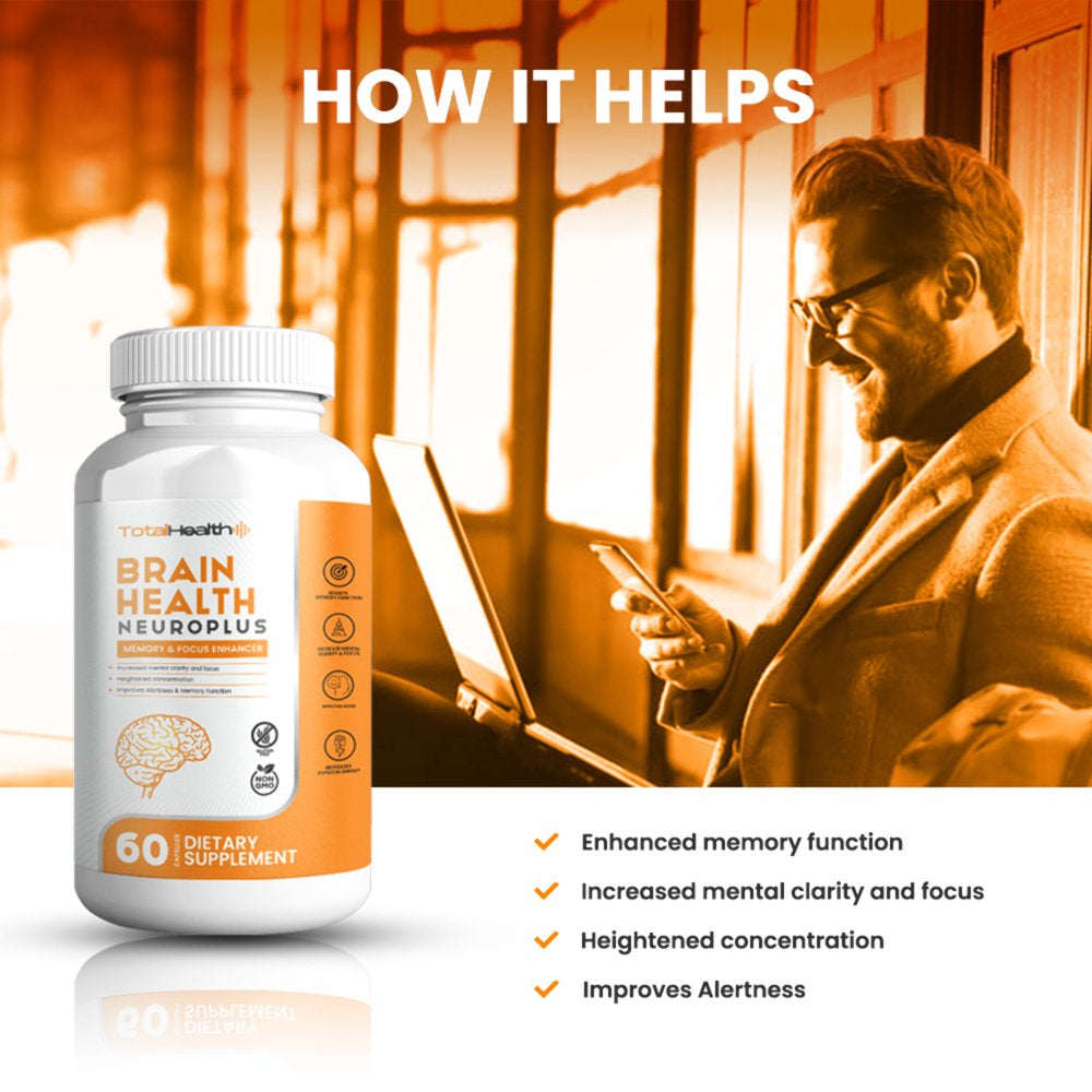 Total Health Neuro plus Brain Health Support Supplement | Memory Boost Pills | Improves Concentration | Non-Gmo & Gluten Free – 60 Capsules