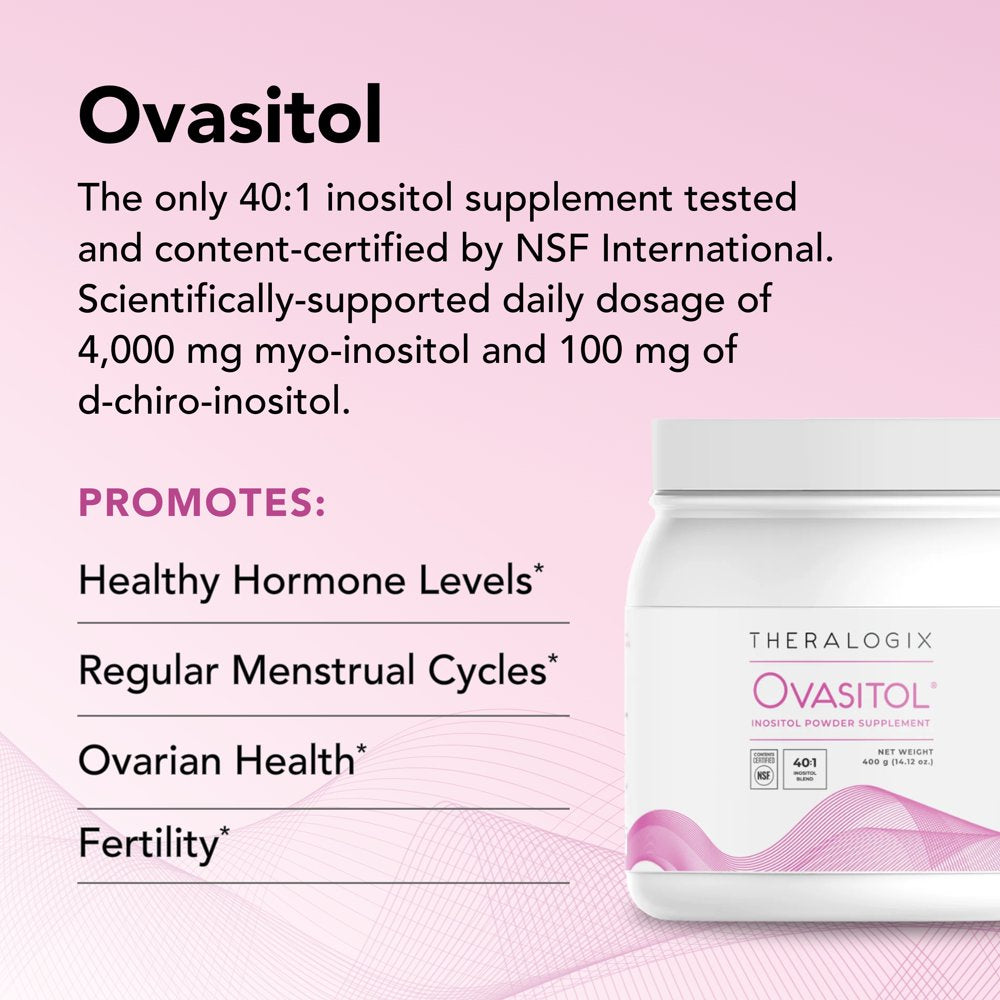 Theralogix Ovasitol Inositol Powder - 180 Servings - Myo-Inositol D-Chiro Inositol for Hormone Balance Ovarian Function Support* - NSF Certified