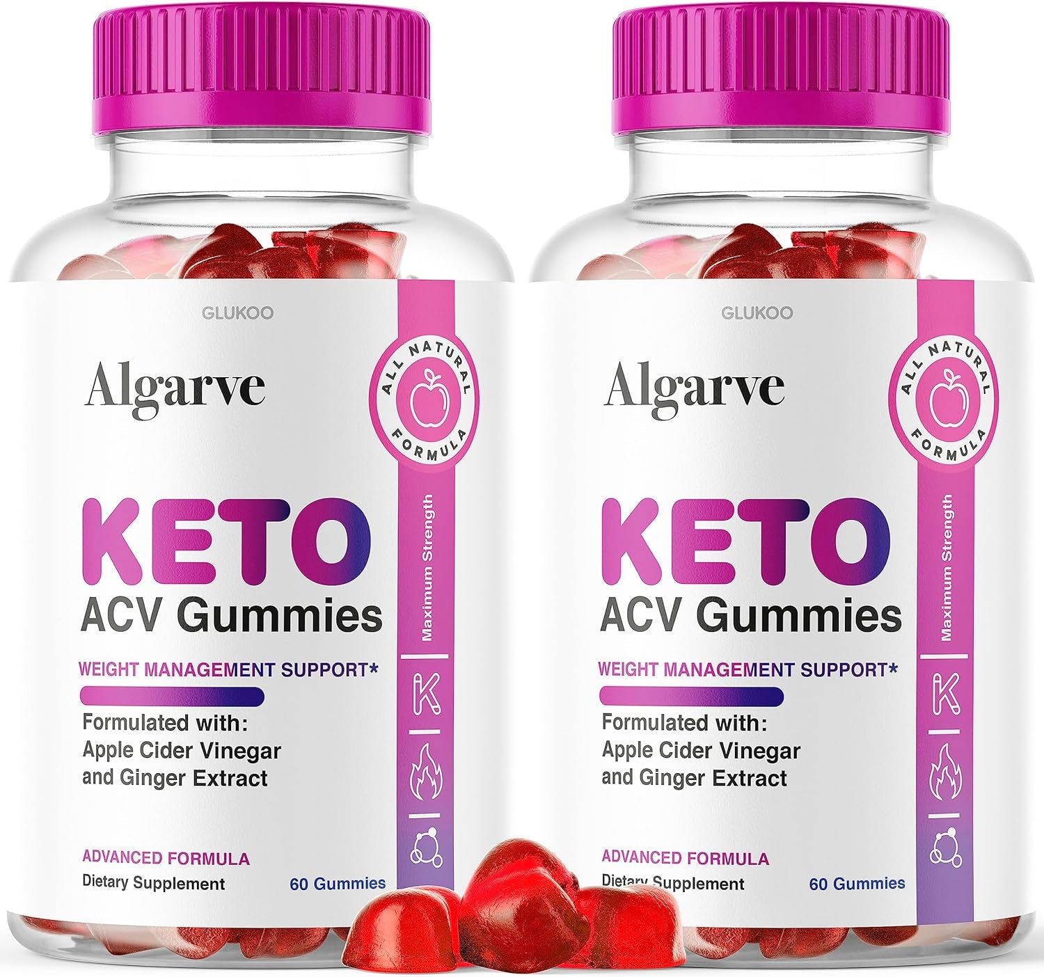 (2 Pack) Algarve Keto ACV Gummies - New Improved Algrave Gummys Bears Formula, Advanced Agave Apple Gummy S for Health, Algare plus Cider Gummie, Algarveketo Vinegar Gummies for 60 Days Supply