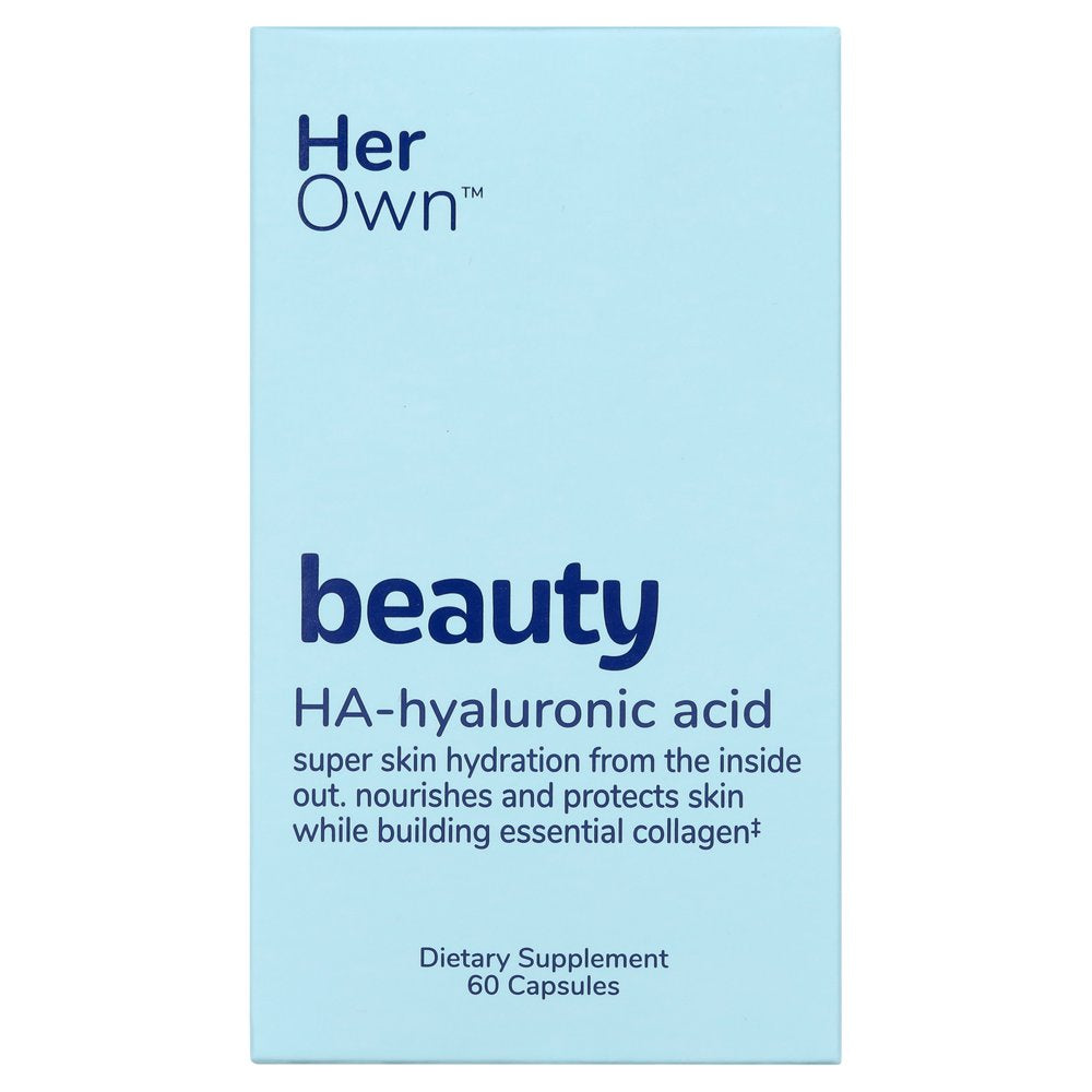 Her Own Beauty Hyaluronic Acid Capsules, Skin Hydration, Essential Collagen, Hyaluronic Acid, 60 Ct