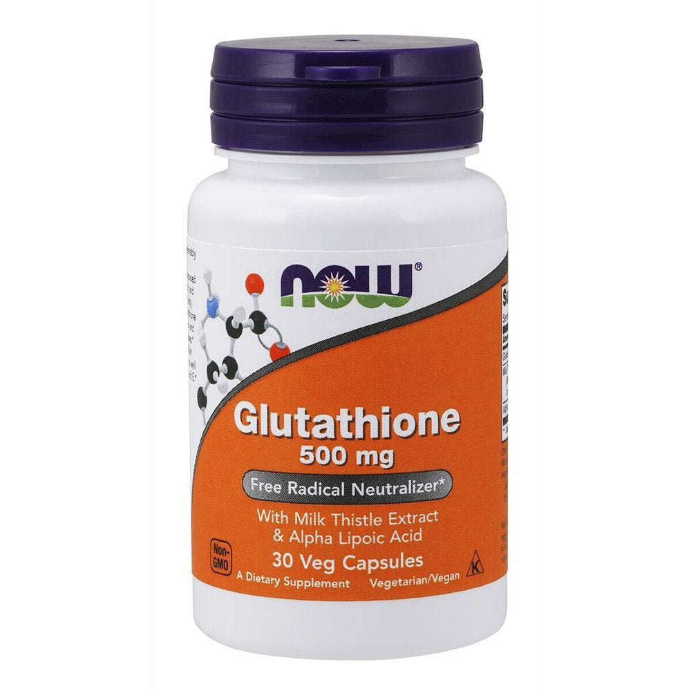 NOW Glutathione 500 Mg 30 Veg Caps Made in USA, Dietary Supplements.