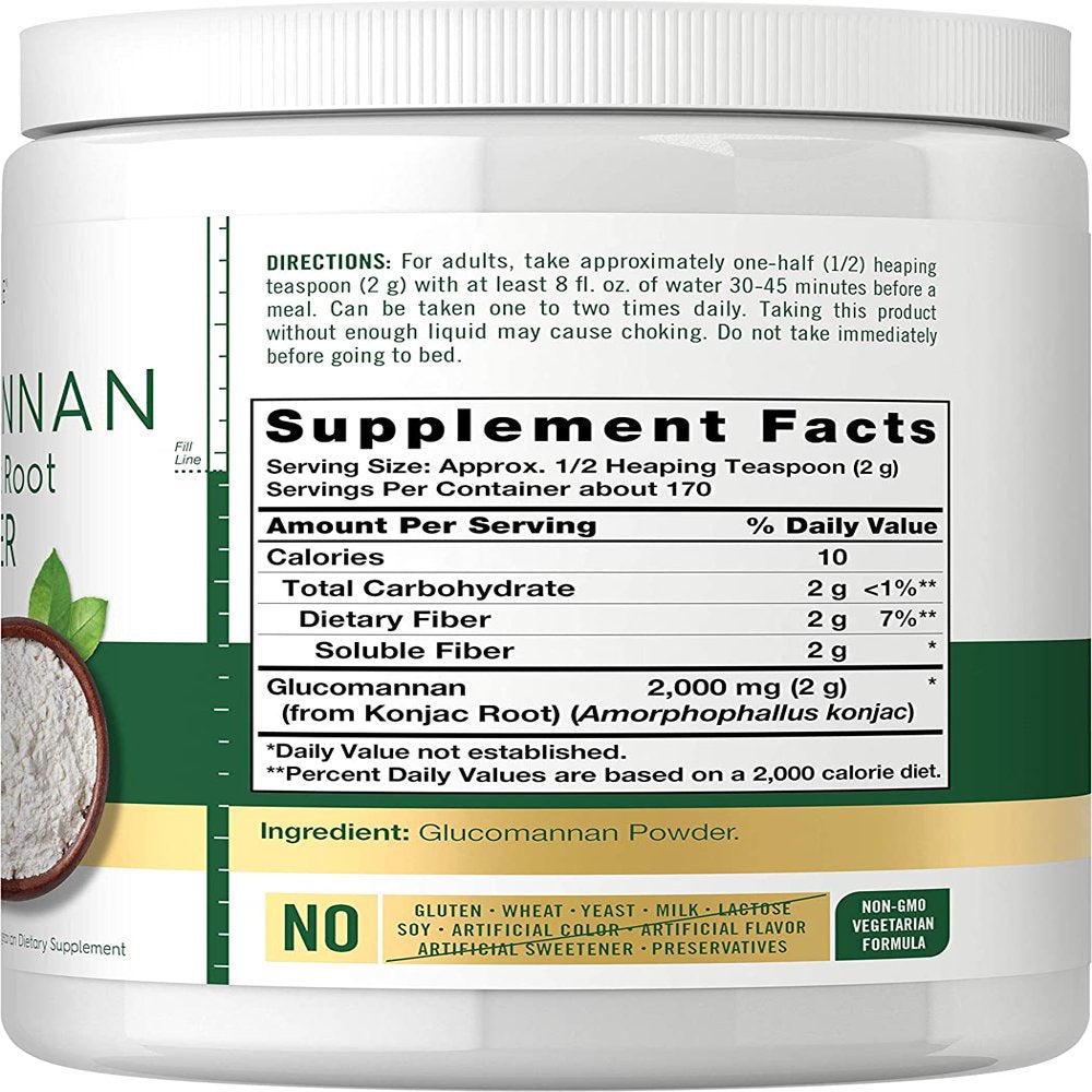 Glucomannan Powder | 12 Oz | Vegan Konjac Powder Supplement | by Carlyle