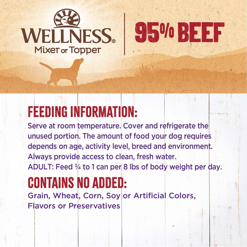 Wellness 95% Beef Natural Wet Grain Free Canned Dog Food, 13.2-Ounce Can (Pack of 12)