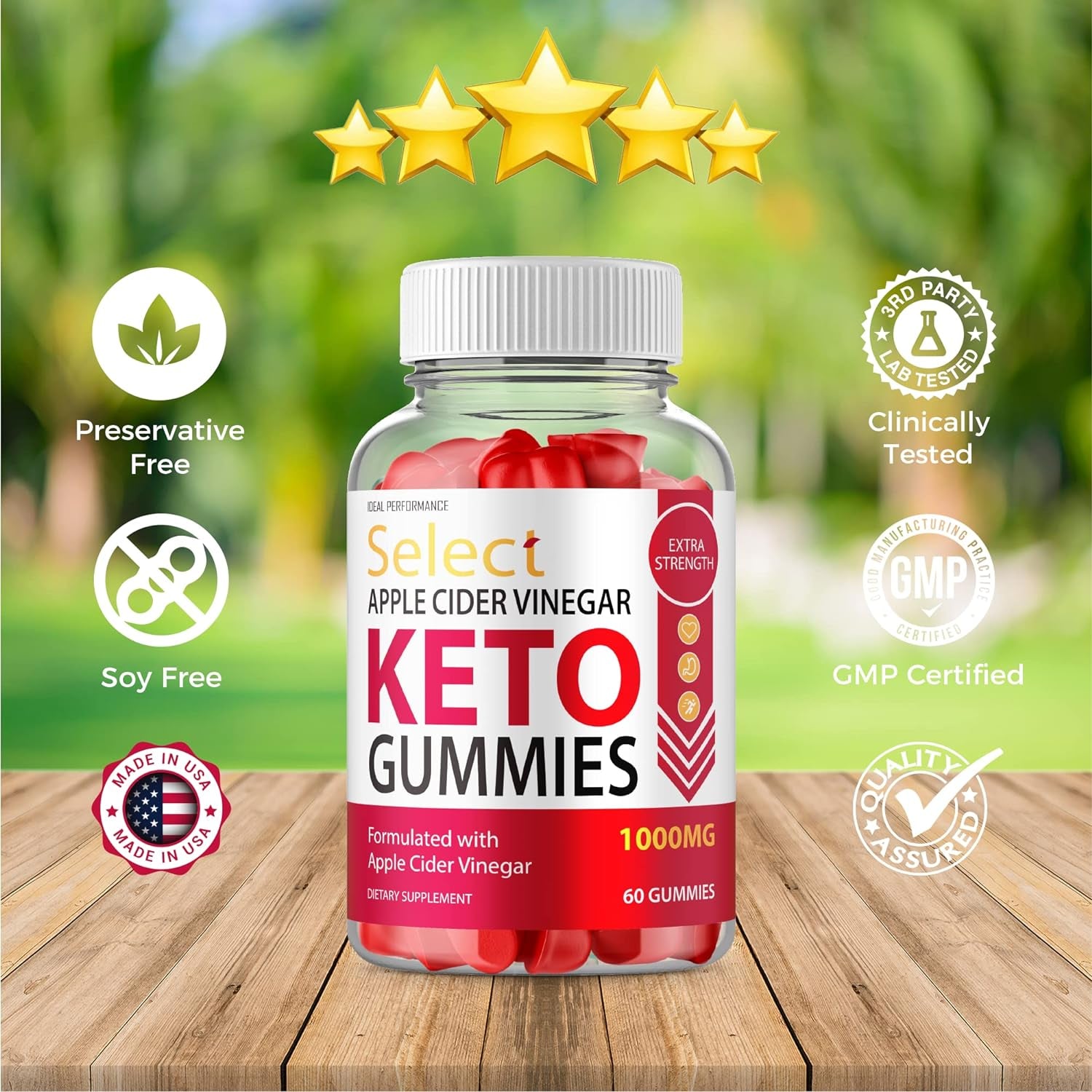 (5 Pack) Select Ketos Gummies Ketos Select ACV Ketos Gummies Supplement (300 Gummies)