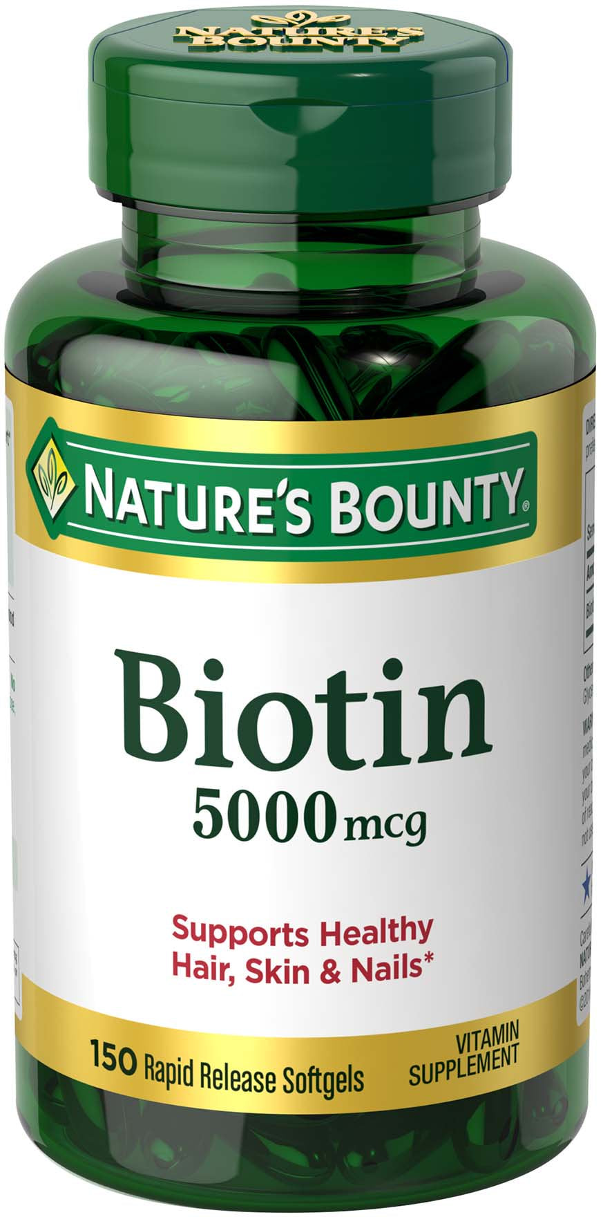 Nature'S Bounty Biotin Softgels, 5,000 Mcg, 150 Ct