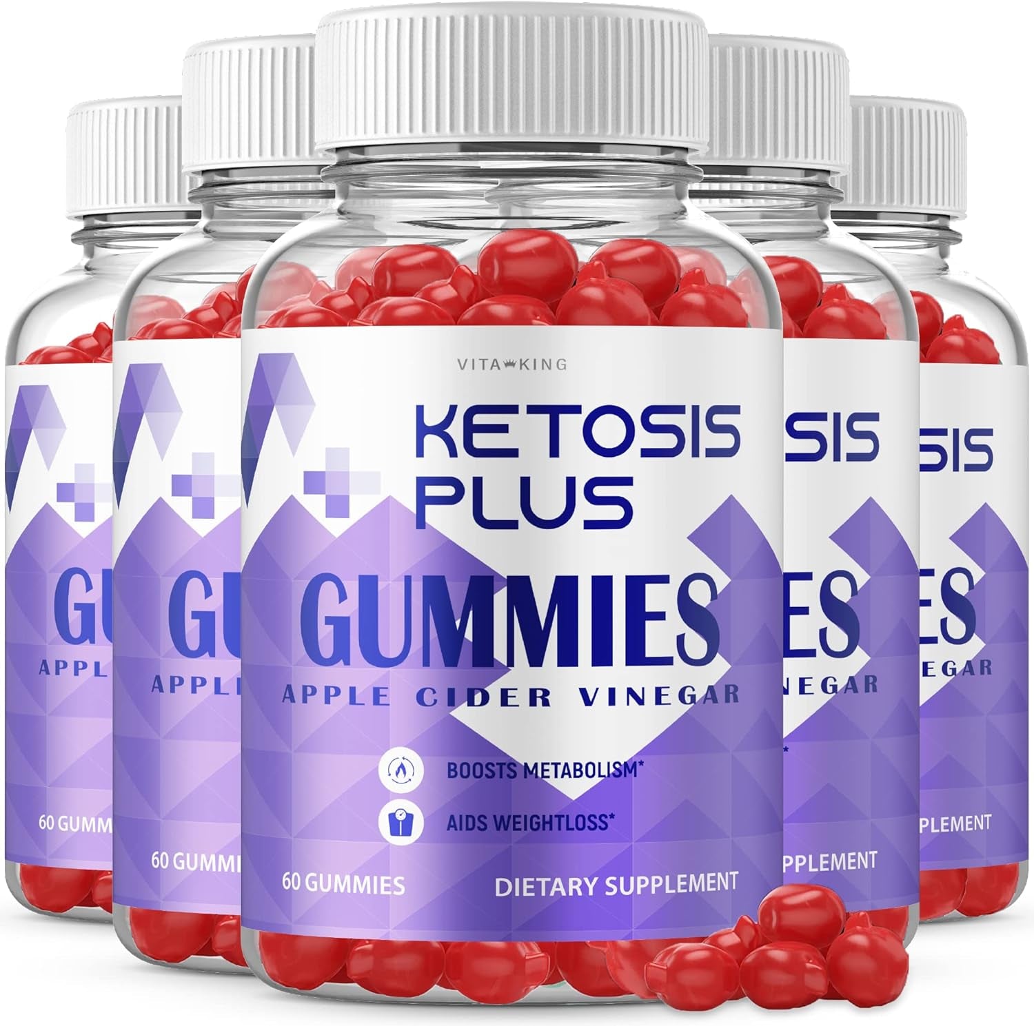 Vitaking (5 Pack) Ketosis plus Gummies Ketosis plus Gomitas Ketosis plus ACV Gummies Ketosis plus Gummy S (300 Gummeis)