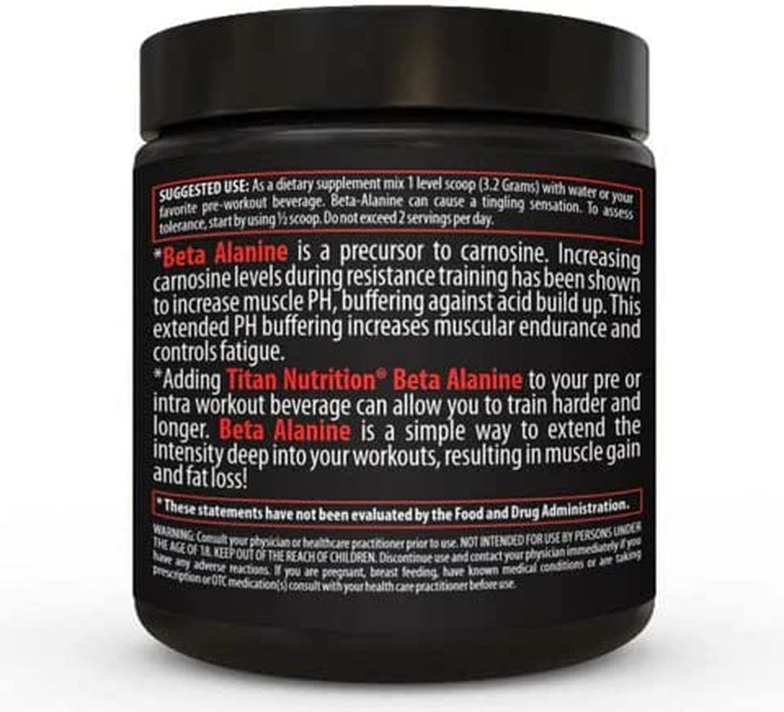 Titan Nutrition Beta Alanine, Unflavored - Preworkout Carnosine Booster for Physical Endurance, Reduce Lactic Acid & Muscle Fatigue, Support Workout Capacity for Weightlifting & High Intensity Cardio