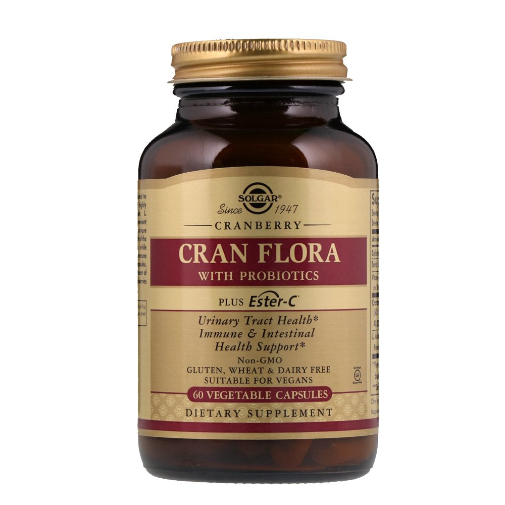 Solgar Cran Flora with Probiotics plus Ester-C Vegetable Capsules, 60 Ct