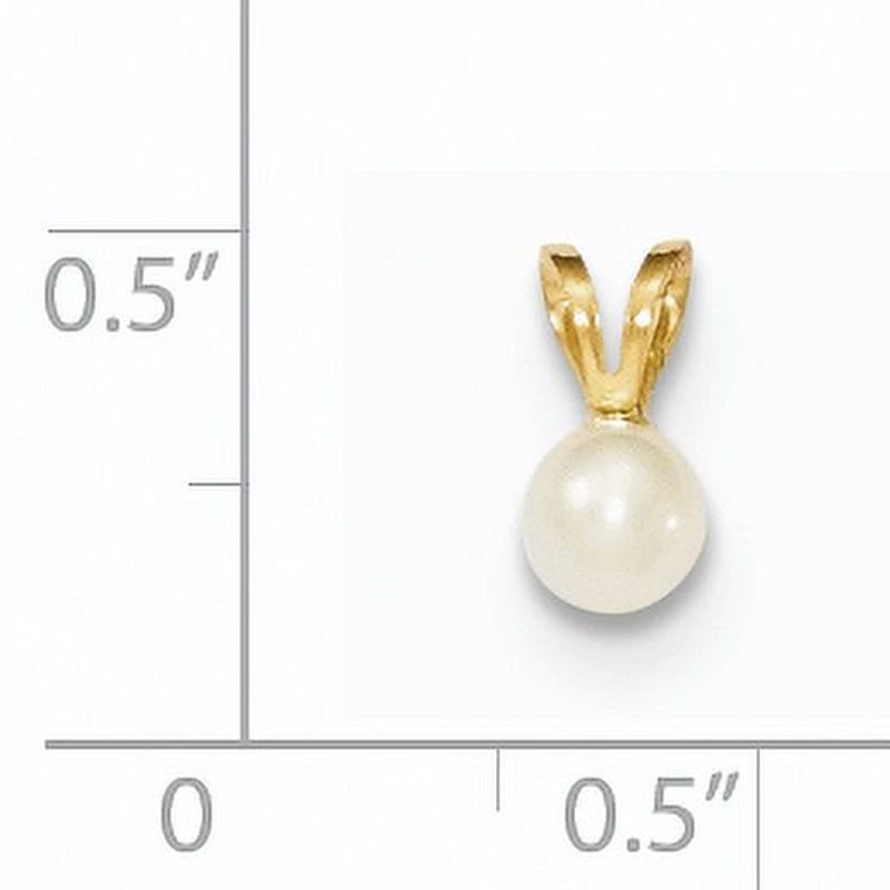 14K Gold 4-5Mm White round Freshwater Cultured Pearl Pendant XF520